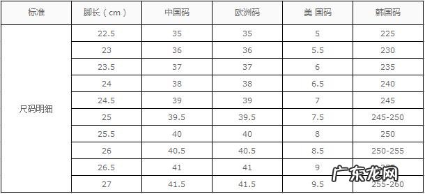 斐乐尺码对照表鞋子 尺码对照表鞋子