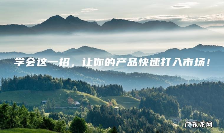 学会这一招 , 让你的产品快速打入市场! 学会这一招,让你的产品快速打入市场!