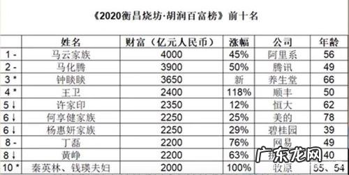 中国富豪榜2020排行榜名单 中国富豪榜2020排行榜