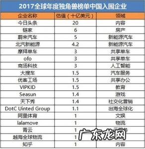 杭州独角兽公司排名 中国独角兽公司排名