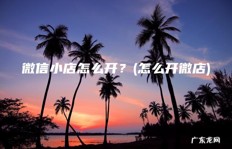 微信小店怎么开?(怎么开微店) 怎么开微店 微信小店怎么开?