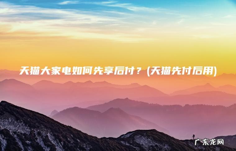 天猫大家电如何先享后付?(天猫先付后用) 天猫先付后用 天猫大家电如何先享后付?