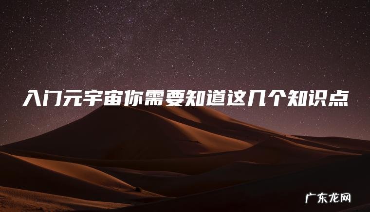 入门元宇宙你需要知道这几个知识点 入门元宇宙你需要知道这几个知识点