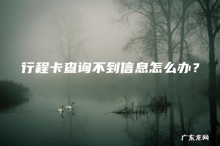 行程卡查询不到信息怎么办？