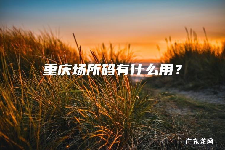重庆场所码有什么用? 重庆场所码有什么用?