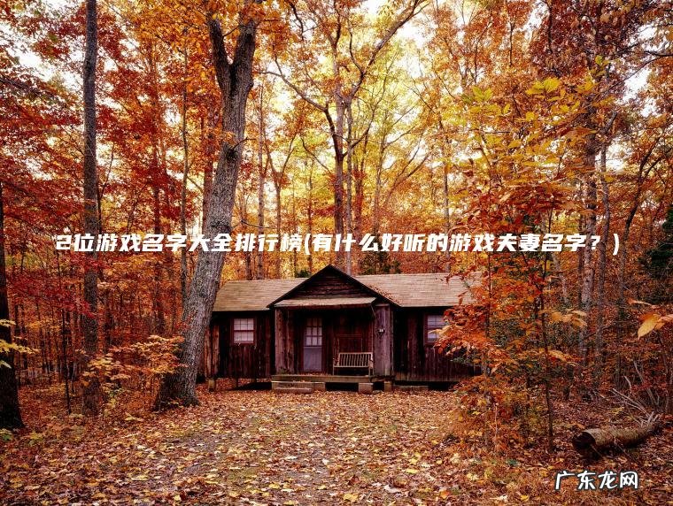2位游戏名字大全排行榜(有什么好听的游戏夫妻名字?) 有什么好听的游戏夫妻名字? 2位游戏名字大全排行榜