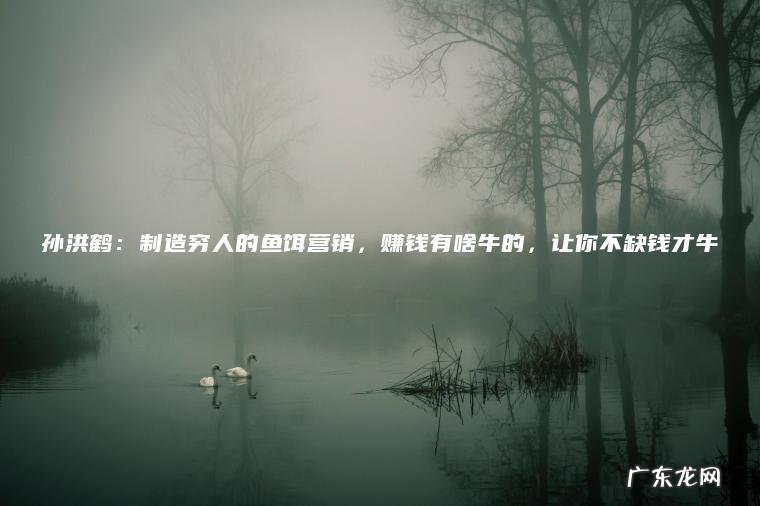 孙洪鹤:制造穷人的鱼饵营销 , 赚钱有啥牛的 , 让你不缺钱才牛 孙洪鹤:制造穷人的鱼饵营销,赚钱有啥牛的,让你不缺钱才牛