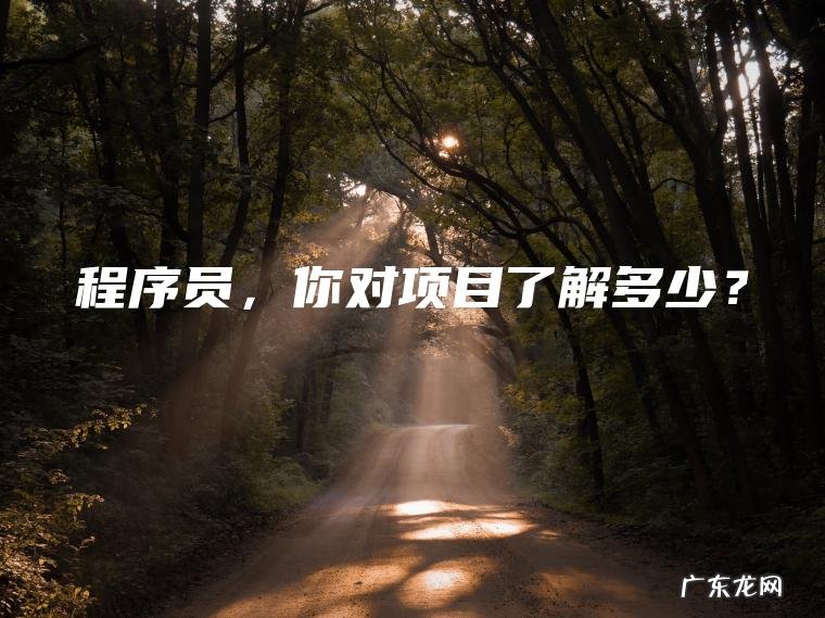 程序员 , 你对项目了解多少? 程序员,你对项目了解多少?