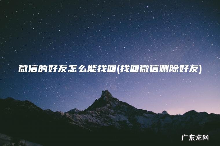 微信的好友怎么能找回(找回微信删除好友) 找回微信删除好友 微信的好友怎么能找回