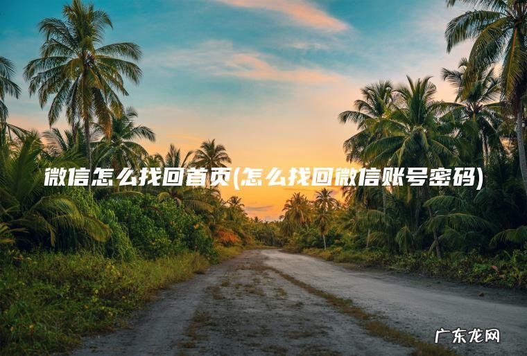 微信怎么找回首页(怎么找回微信账号密码) 怎么找回微信账号密码 微信怎么找回首页