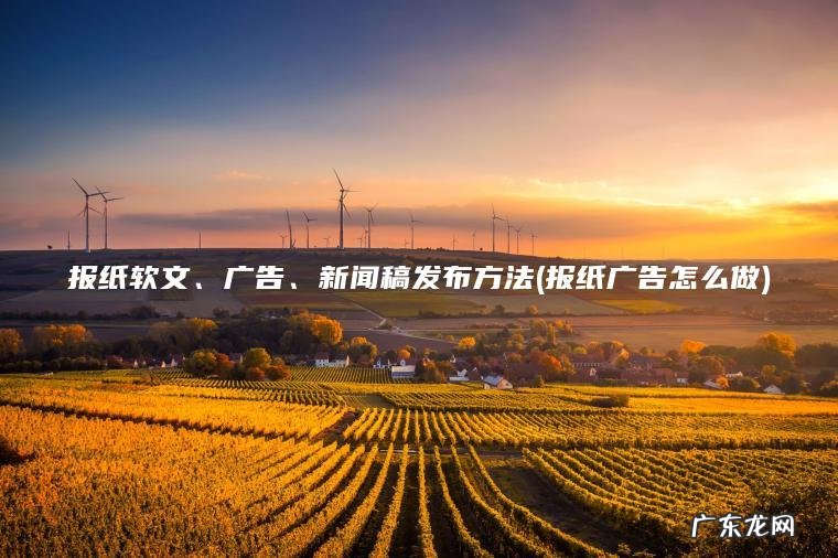 报纸广告怎么做 报纸软文、广告、新闻稿发布方法