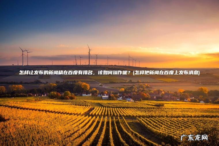 怎样让发布的新闻稿在百度有排名 , 该如何操作呢?(怎样把新闻在百度上发布消息) 怎样把新闻在百度上发布消息 怎样让发布的新闻稿在百度有排名,该如何操作呢?