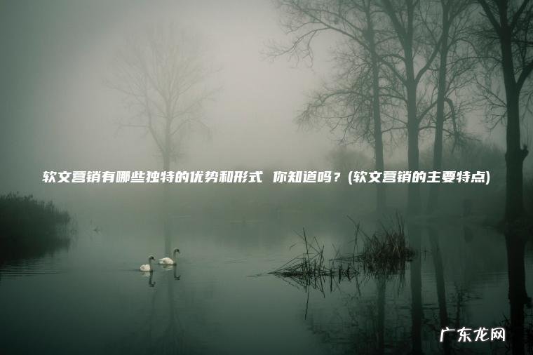 软文营销的主要特点 软文营销有哪些独特的优势和形式 你知道吗？