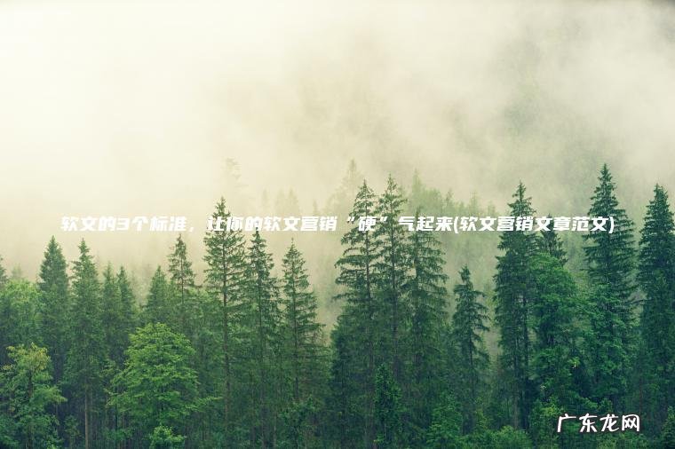 软文的3个标准 , 让你的软文营销“硬”气起来(软文营销文章范文) 软文营销文章范文 软文的3个标准,让你的软文营销“硬”气起来