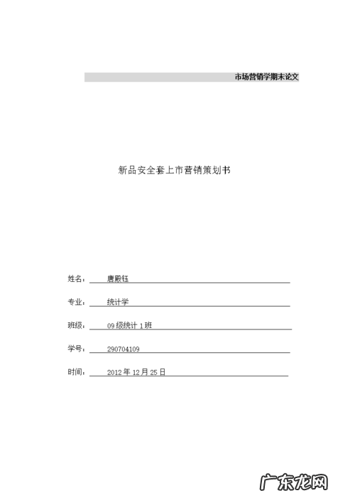 市场营销策划书范文案例 市场营销策划书范文